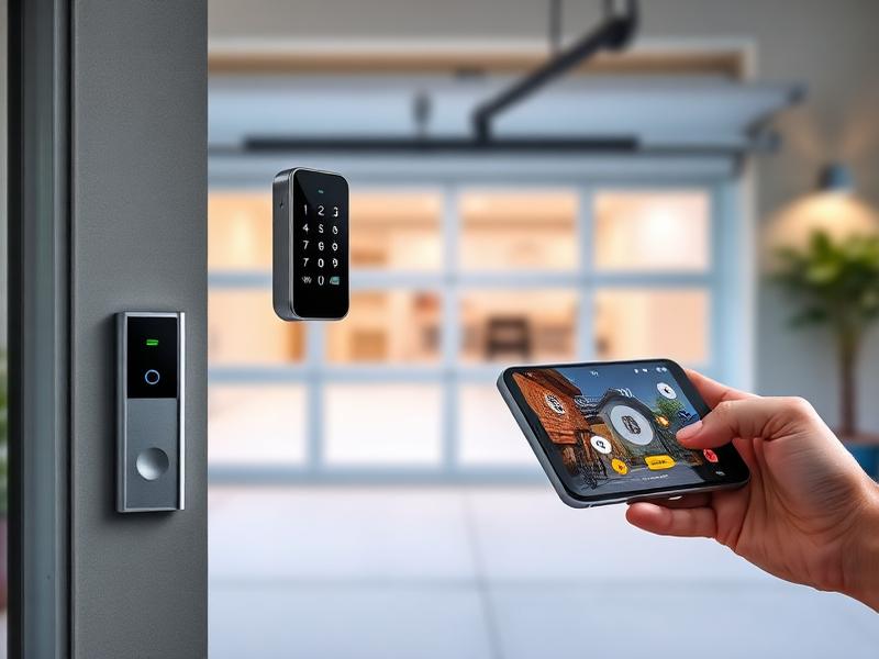 Smart garage door lock and keypad installation with smartphone control