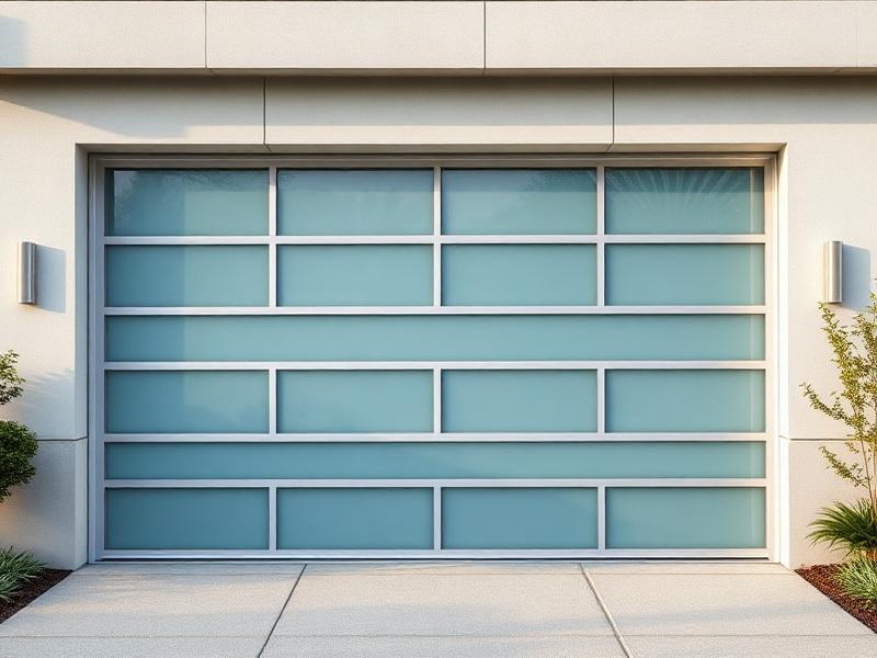 Modern contemporary garage door with frosted glass panels